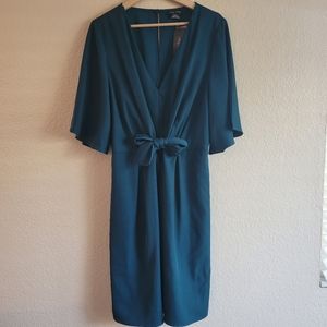 City Chic teal front knot dress size 14